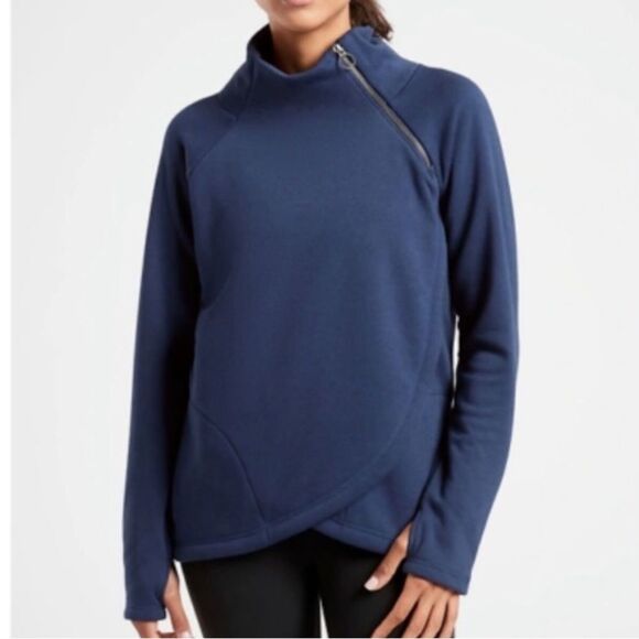 Athleta Cozy Karma Asymmetrical Pullover Sweatshirt 3X Enchanted Blue 383402 - Picture 1 of 16